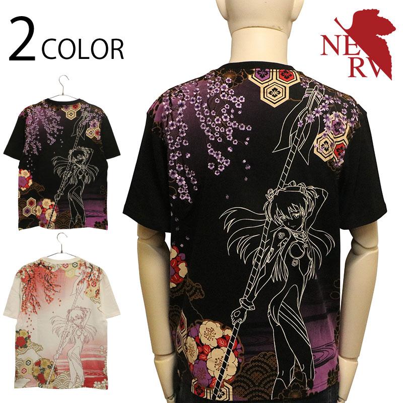 錦 nishiki × EVANGELION 百華流水 アスカ 和柄 半袖 Tシャツ 526234