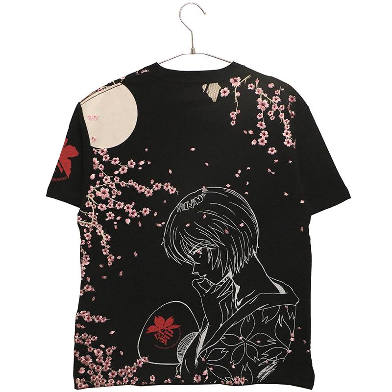 錦 nishiki × EVANGELION 綾波レイ浴衣姿 夜桜 和柄 半袖 Tシャツ