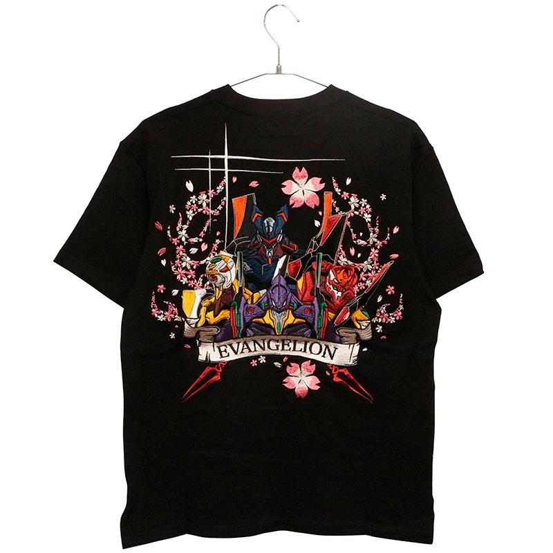 錦 nishiki × EVANGELION 桜乱 EVA4機 柄 刺繍 和柄 半袖 Tシャツ