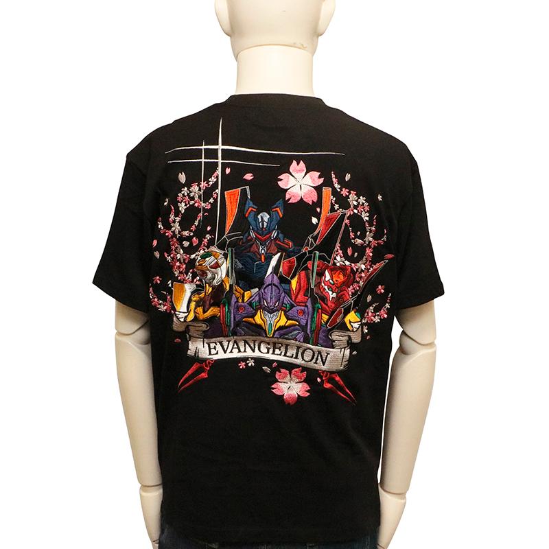 錦 nishiki × EVANGELION 桜乱 EVA4機 柄 刺繍 和柄 半袖 Tシャツ 554372
