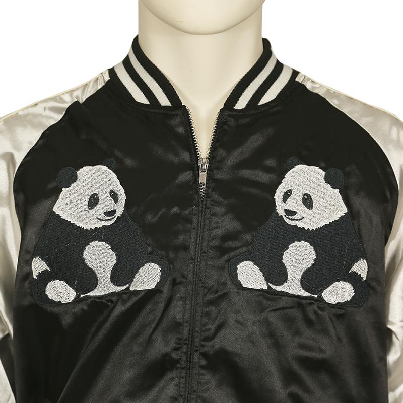 [美品]メラーンジュ パンダ柄 ジップアップジャケット 朧 スカジャン おぼろ パンダ 柄 刺繍 和柄 スカジャン 9003807 和柄