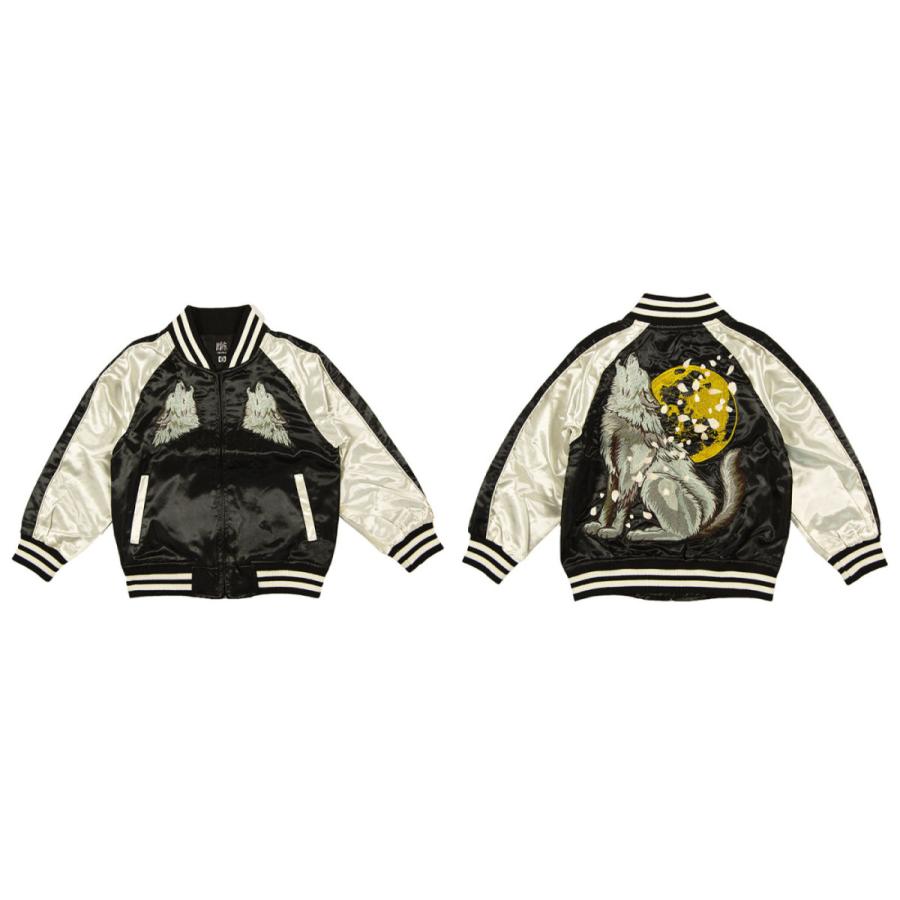 スカジャン 朧 おぼろ 狼 柄 刺繍 KIDS 和柄スカジャン 9003884 キッズ