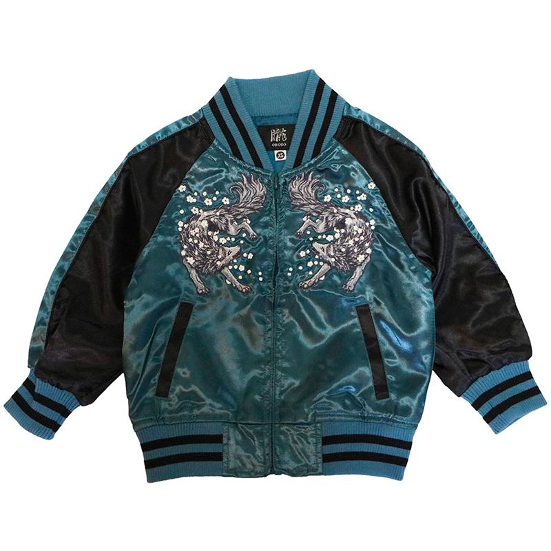 スカジャン 朧 おぼろ 狼 柄 刺繍 KIDS 和柄スカジャン 9022894