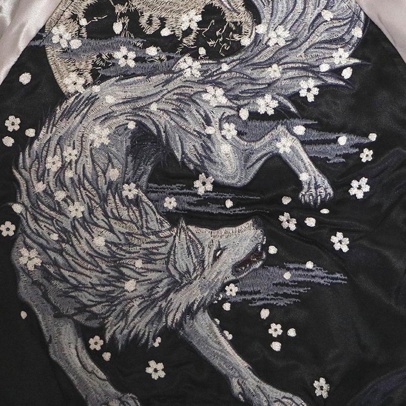 スカジャン 朧 おぼろ 狼 柄 刺繍 KIDS 和柄スカジャン 9022894 キッズ