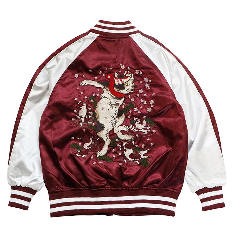 OBORO 猫刺繍 スカジャン Lサイズ Amazon.co.jp: [朧 OBORO] 朧 おぼろ 和柄 スカジャン メンズ 華