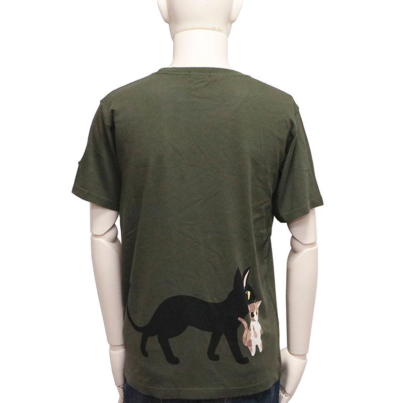 LIN りん ラミは面倒見がいいんだニャ 半袖 Tシャツ AL-75067 半袖 Ｔシャツ 黒猫 三毛猫 猫 ネズミ いたずら プリント ブラック カーキ オレンジ 3色展開｜kyoto1207｜13