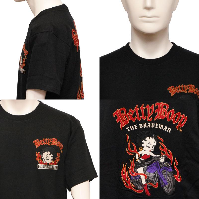 BETTY BOOP THE BRAVEMAN × アメリカンバイク ベティ 刺繍 天竺