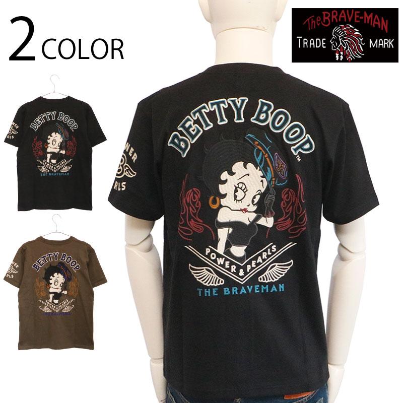 VANSON THE BRAVEMAN × BETTY BOOP ベティ 柄 刺繍 天竺 半袖 T