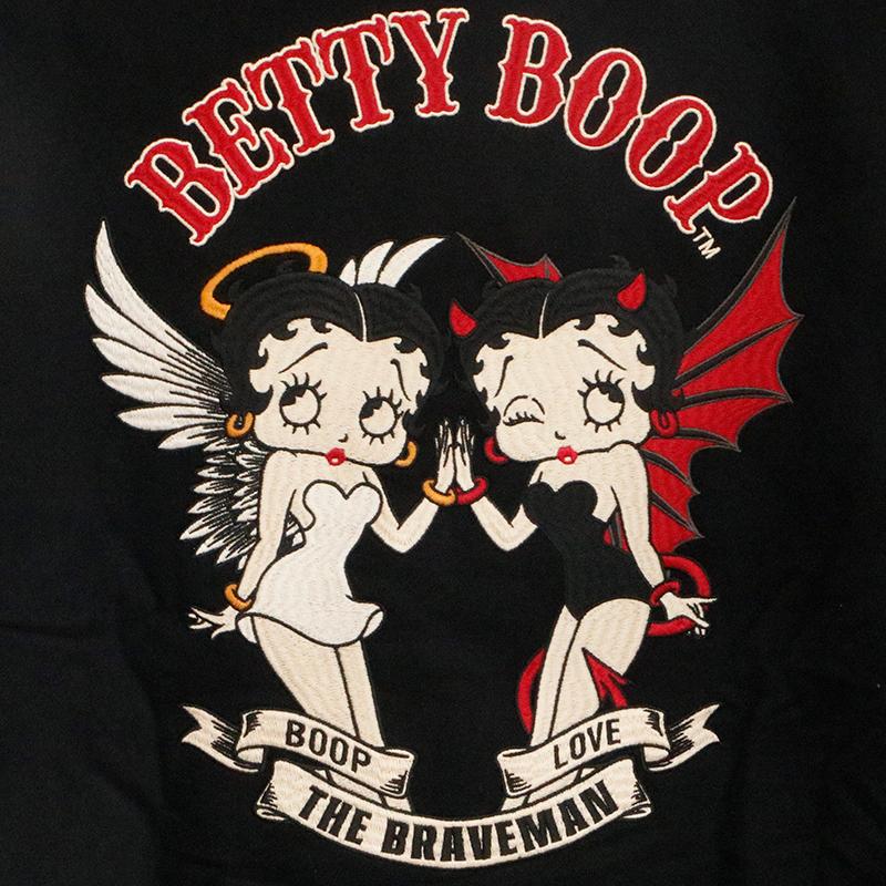 BETTY BOOP THE BRAVEMAN × 天使と悪魔 ベティ 刺繍 裏毛 長袖
