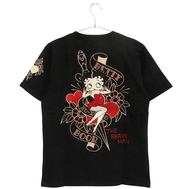 BETTY BOOP THE BRAVEMAN × タトゥー ベティ 刺繍 天竺 半袖 T