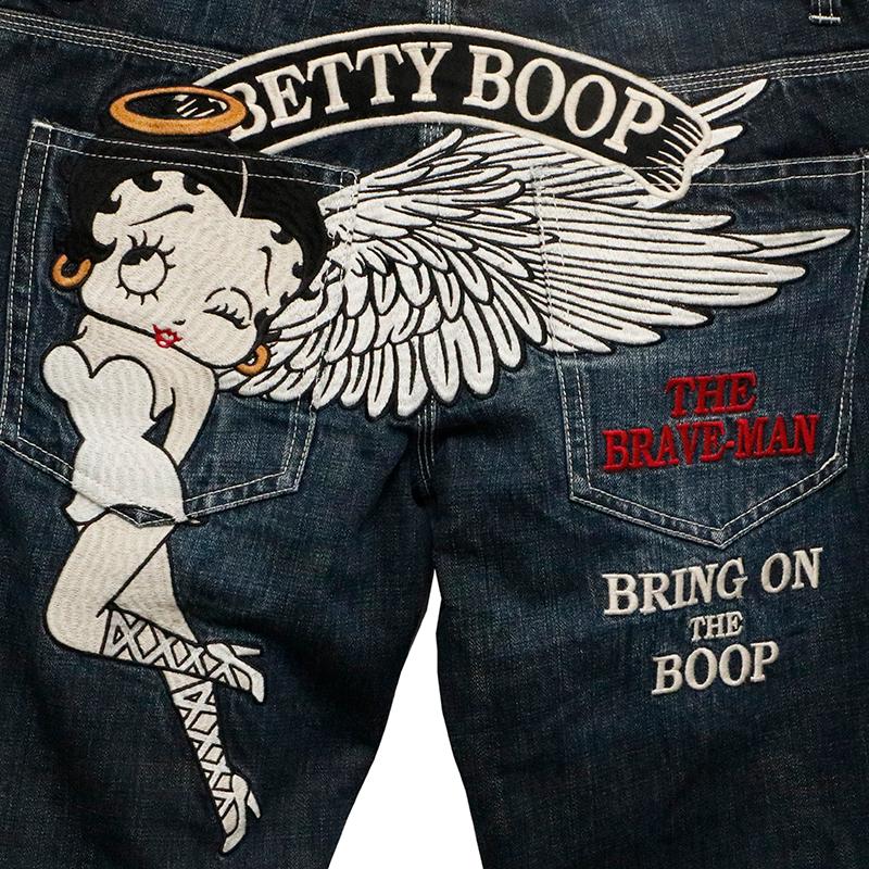 THE BRAVEMAN×BETTY BOOP エンジェル ベティ 刺繍 デニムパンツ BBB
