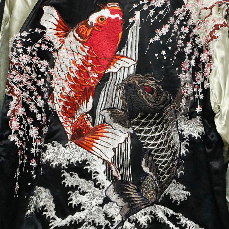 SATORI サトリ　スカジャン　リバーシブル　レーヨン　和柄　虎　鷲　鷹　桜 SATORI サトリ スカジャン リバーシブル レーヨン 和柄 虎 鷲 鷹 桜