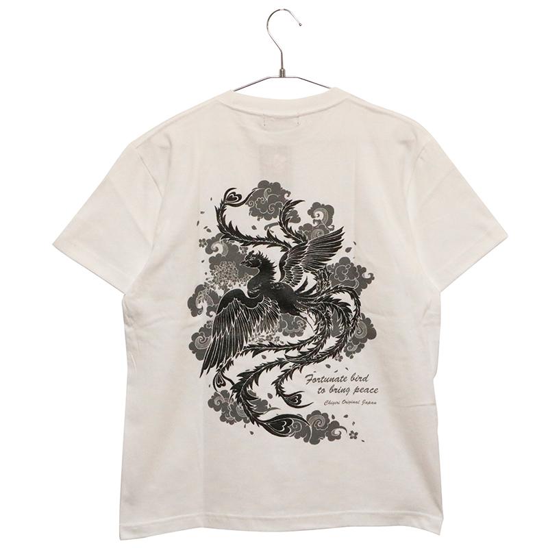 CHIGIRI ちぎり 鳳凰 柄 発泡プリント 和柄 半袖Tシャツ CHS50