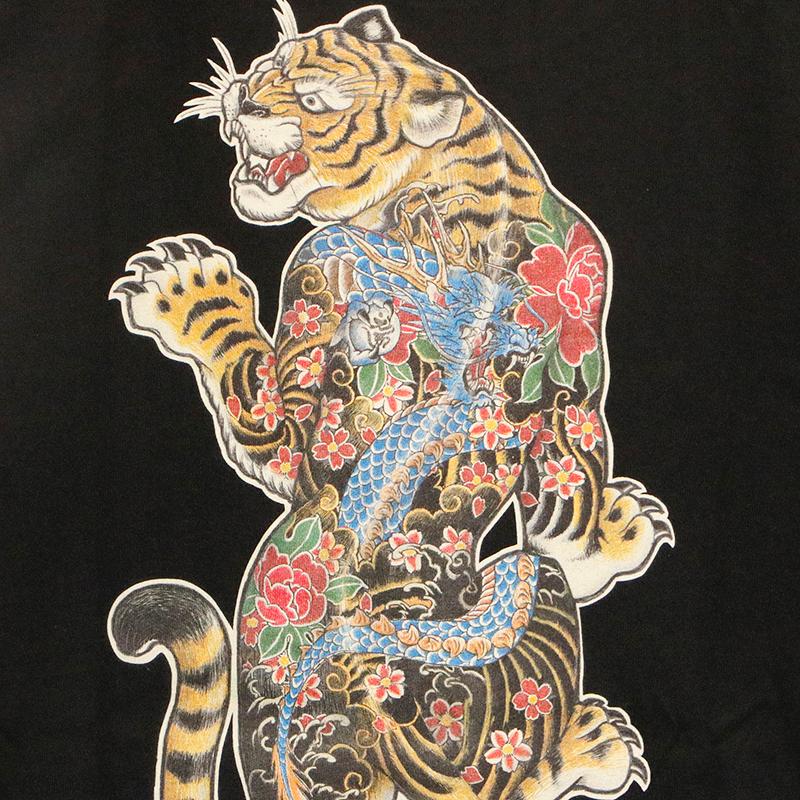 CHIGIRI ちぎり 龍柄刺青 猛虎 インクジェット 和柄 半袖Tシャツ