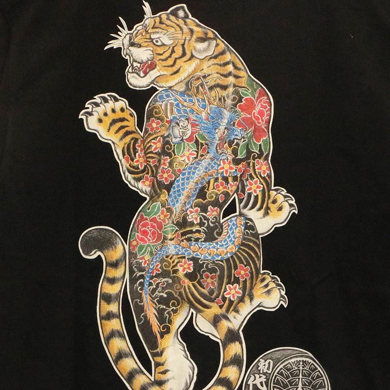 CHIGIRI ちぎり 龍柄刺青 猛虎 インクジェット 和柄 半袖Tシャツ