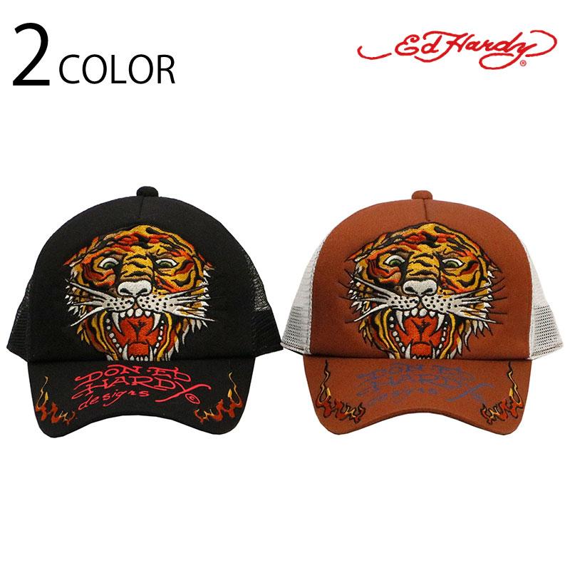 Ed Hardy 00s タトゥー柄刺繍 スタッズ メッシュキャップ Ed Hardy ED HARDY エドハーディー タイガー タトゥー 刺繍
