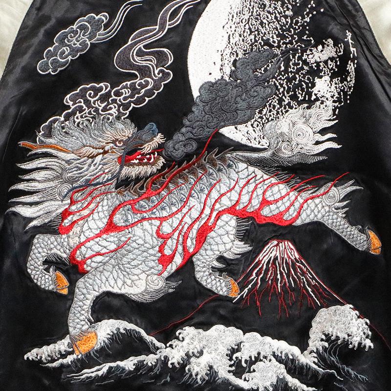SATORI スカジャン satori さとり 月と麒麟 柄 刺繍 和柄 SATORI スカジャン satori さとり 月と麒麟 柄 刺繍 和柄