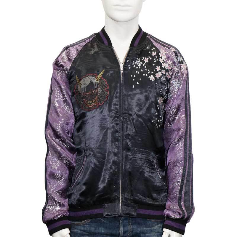 豪華刺繍 SATORI リバーシブル 般若 花魁髑髏 スカジャン XL レーヨン