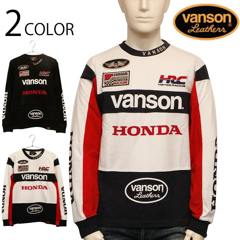 VANSON（バンソン） VANSON×HONDA スター×ロゴ 柄 刺繍 天竺 長袖 T