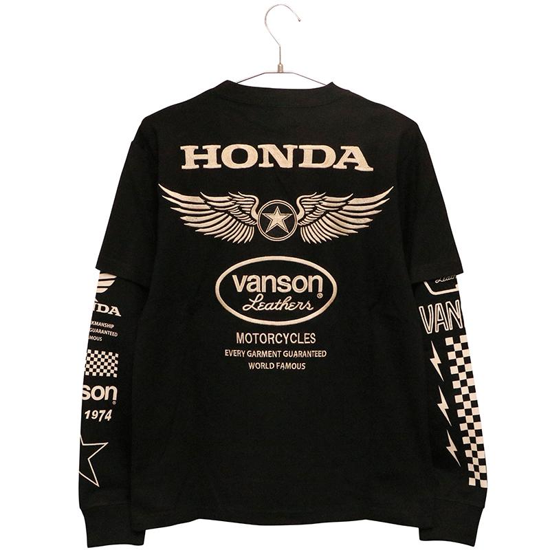 VANSON（バンソン） VANSON×HONDA スター×ロゴ 刺繍 天竺 フェイク 