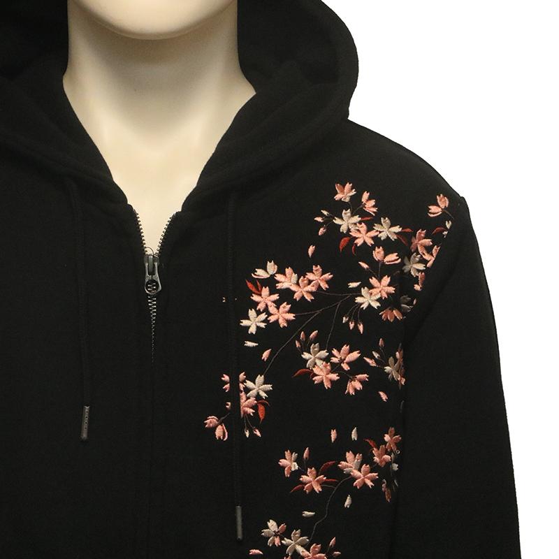 古都古都 ことこと 桜 柄 刺繍 ZIP UP パーカー KTPK-009 和柄 長袖