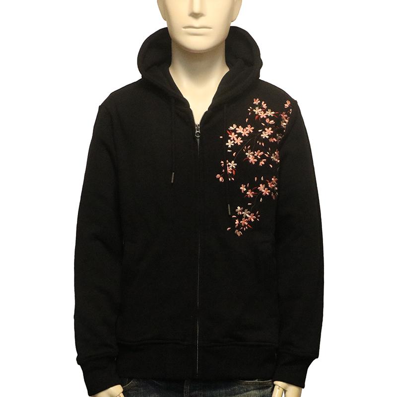 古都古都 ことこと 桜 柄 刺繍 ZIP UP パーカー KTPK-009 和柄 長袖