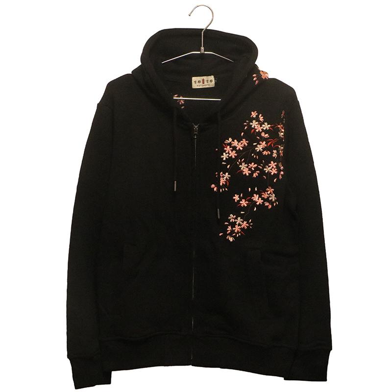 古都古都 ことこと 桜 柄 刺繍 ZIP UP パーカー KTPK-009 和柄 長袖