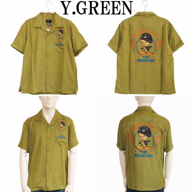 THE BRAVEMAN×LOONEY TUNES トゥイーティー 刺繍 レーヨン 開襟 シャツ