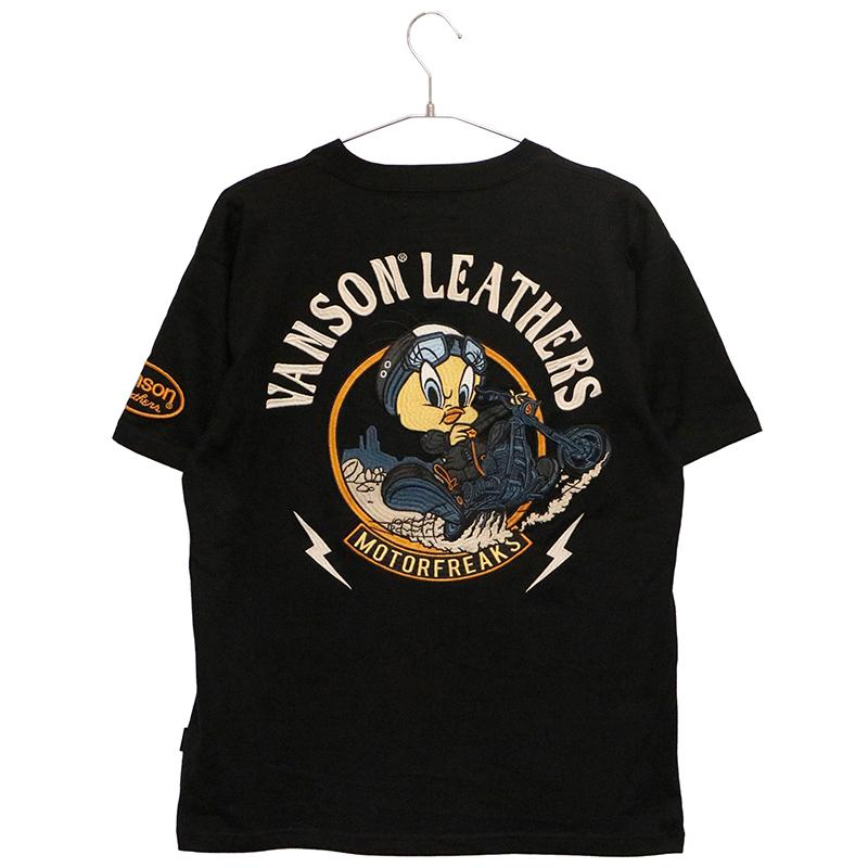 美品＊ vanson バンソン 半袖 Tシャツ バイカー トゥイーティー 刺繍 VANSON × LOONEY TUNES トゥイーティー 刺繍 天竺 半袖 Tシャツ