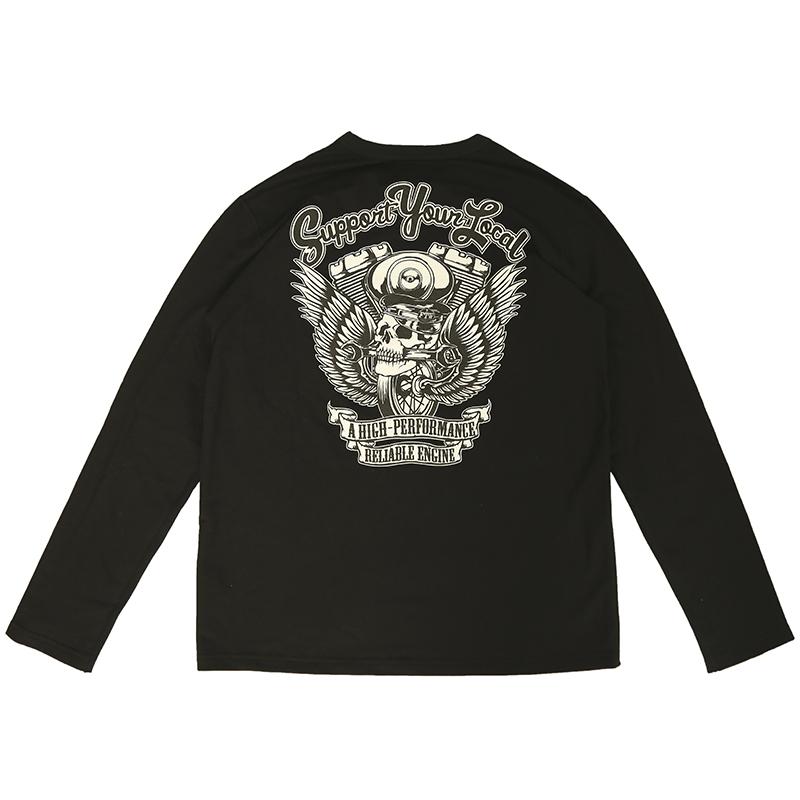 NATIVE GANG FAMILY スカルツインウイング 袖切替 ミニ裏毛 長袖Tシャツ NGF35-751 長袖 Tシャツ バイカー モチーフ スカル ツインカム エンジン ウィング｜kyoto1207｜15