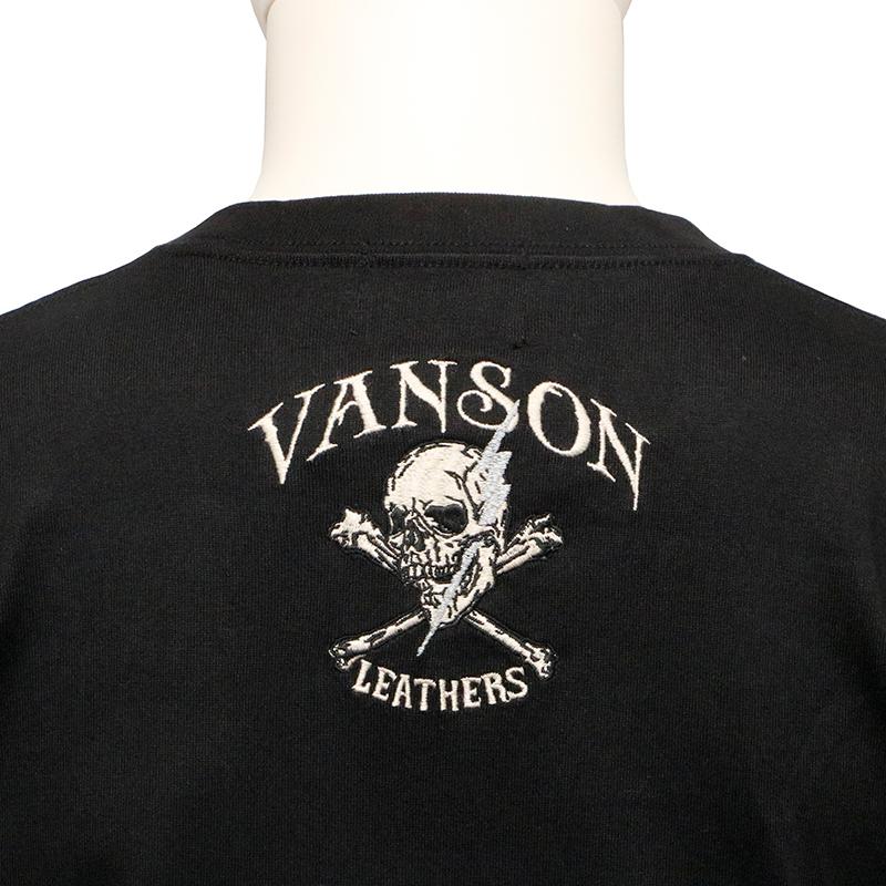 VANSON クロスボーンスカル 刺繍 天竺 長袖 Tシャツ NVLT-2402 バンソン ばんそん スカル クロスボーン 髑髏 雷 サンダー エフェクト リフレクター カットソー｜kyoto1207｜17