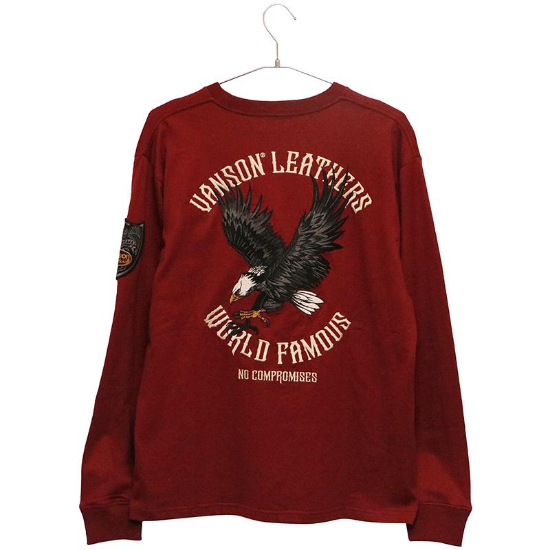 vansonイーグルデザイン刺繍 長袖カットソーサイズXL VANSON バンソン イーグル 刺繍 天竺 長袖 Tシャツ NVLT-2504