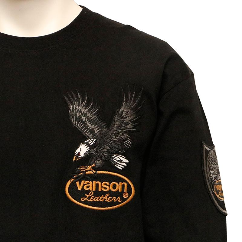 VANSON バンソン イーグル 刺繍 天竺 長袖 Tシャツ NVLT-2504