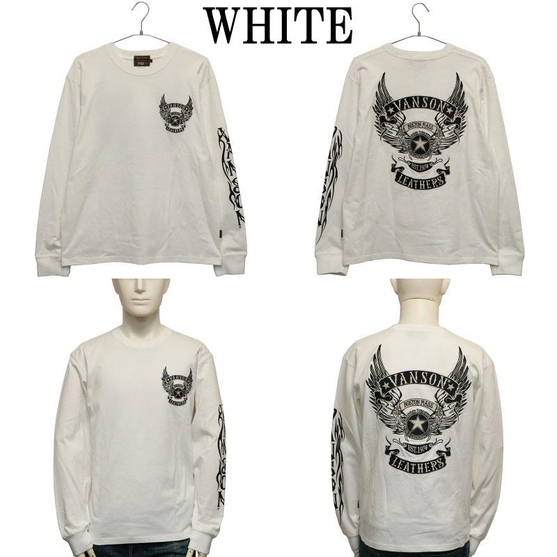 VANSON バンソン ウイングスター 柄 刺繍 天竺 長袖 Tシャツ