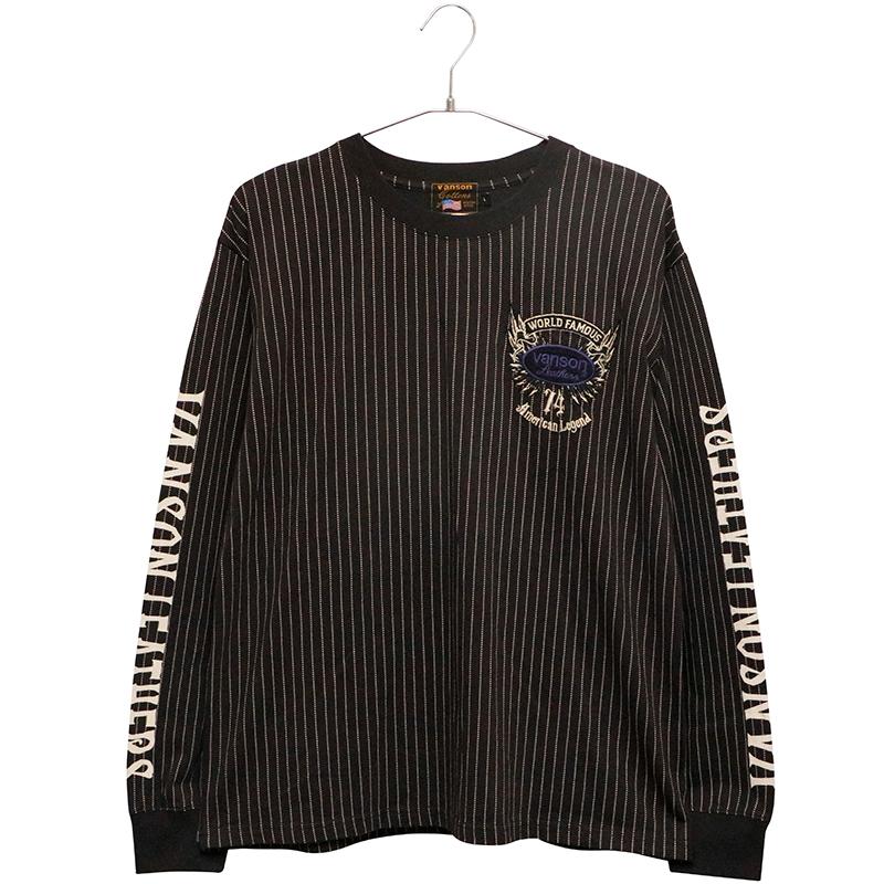 VANSON（バンソン） イーグルロゴ 刺繍 天竺 長袖 Tシャツ NVLT-2509