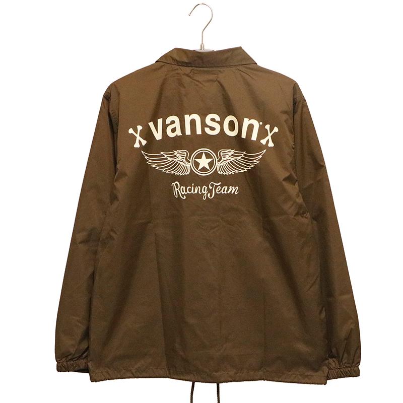 背面ビッグ刺繍ロゴ】VANSON裏地コーチジャケット古着バイク