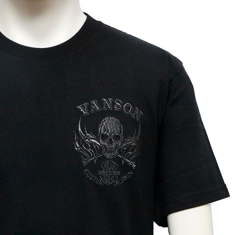 VANSON バンソン クロスボーンスカル 刺繍 天竺 半袖 Tシャツ NVST-2402 ばんそん 半袖 Tシャツ カットソー バイカー アメカジ スカル ドクロ 髑髏 クロスボーン｜kyoto1207｜18