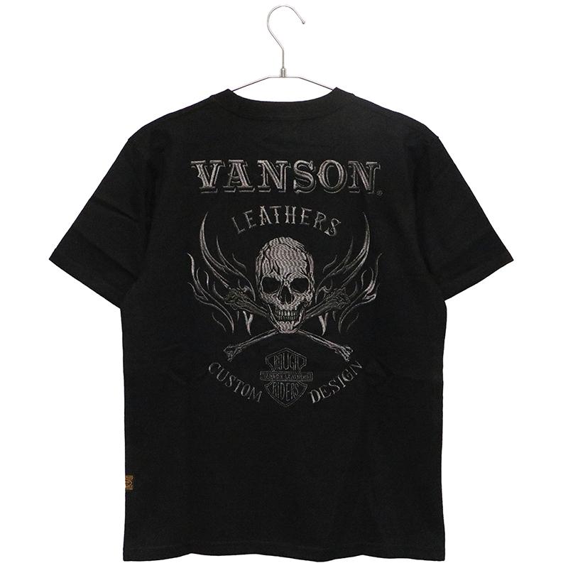 VANSON バンソン クロスボーンスカル 刺繍 天竺 半袖 Tシャツ NVST-2402 ばんそん 半袖 Tシャツ カットソー バイカー アメカジ スカル ドクロ 髑髏 クロスボーン｜kyoto1207｜02