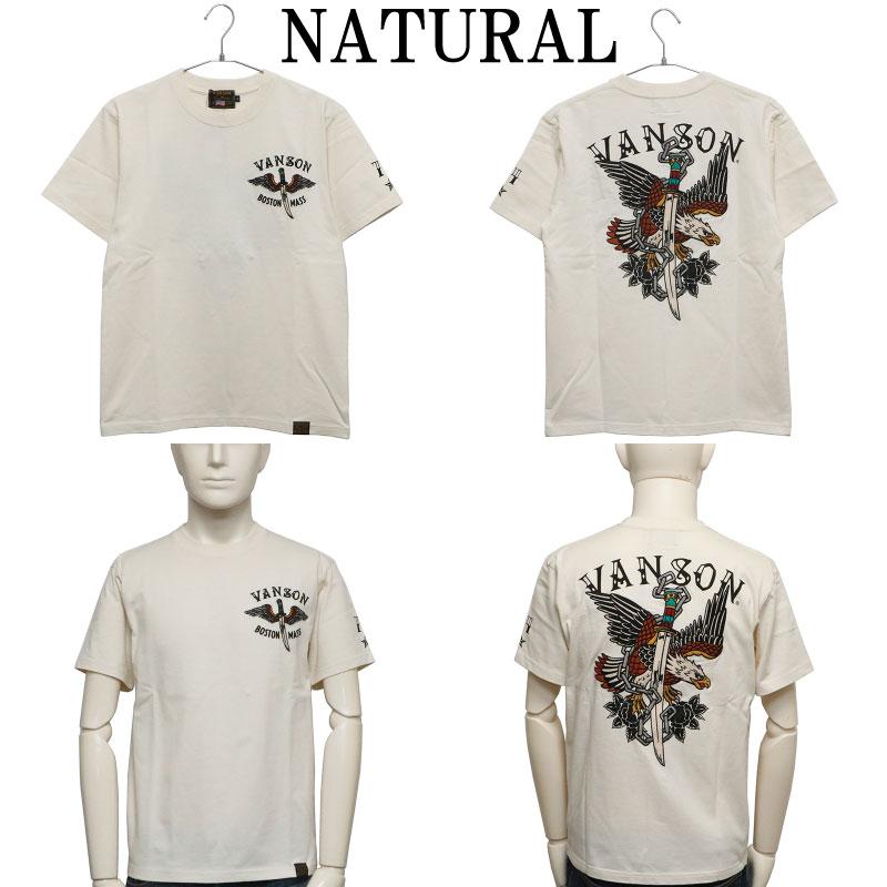 VANSON（バンソン） イーグル ソード 刺繍 天竺 半袖 Tシャツ NVST