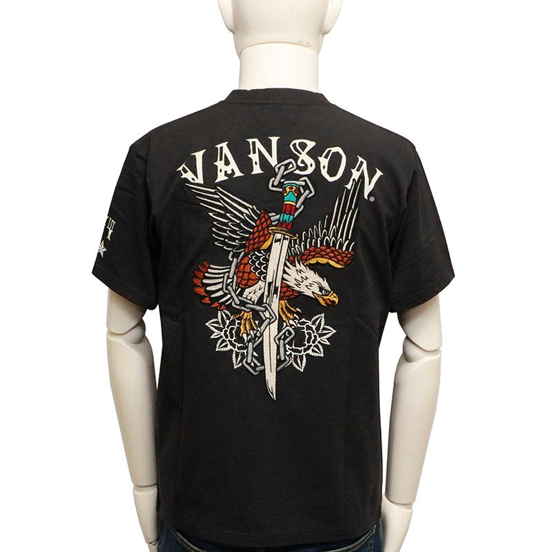 VANSON（バンソン） イーグル ソード 刺繍 天竺 半袖 Tシャツ NVST