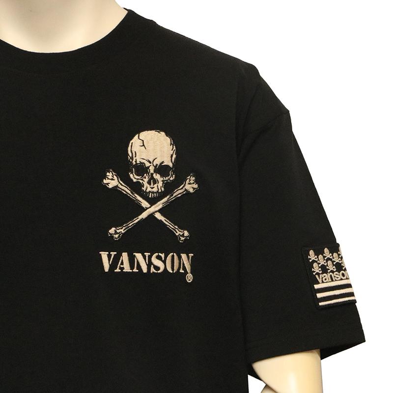 VANSON（バンソン） VANSONロゴ クロスボーンスカル 刺繍 ベア天 半袖