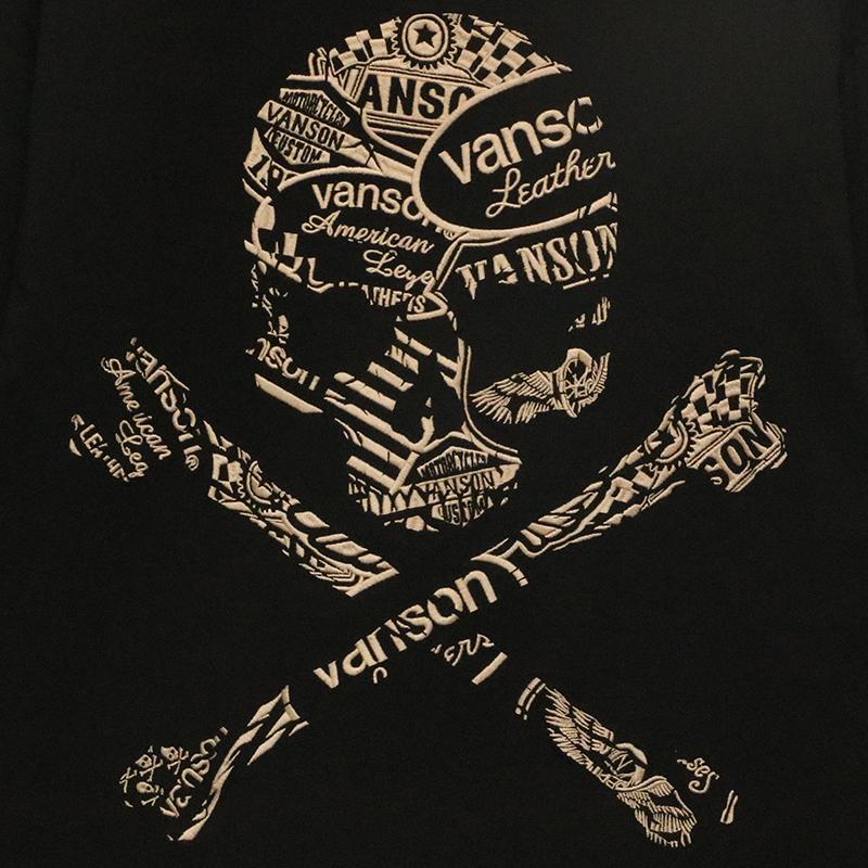 VANSON（バンソン） VANSONロゴ クロスボーンスカル 刺繍 ベア天 半袖
