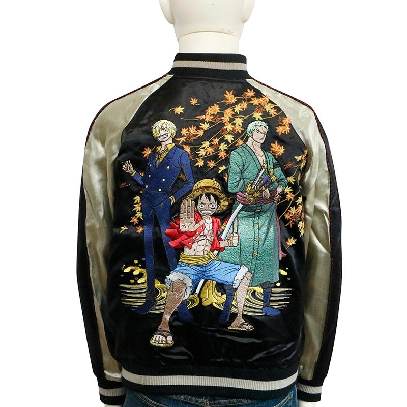 麦わらの一味ワンピース　スカジャンジャン　グラニフ　XL ワンピース ONE PIECE スカジャン 麦わらの一味 海賊旗 アウター
