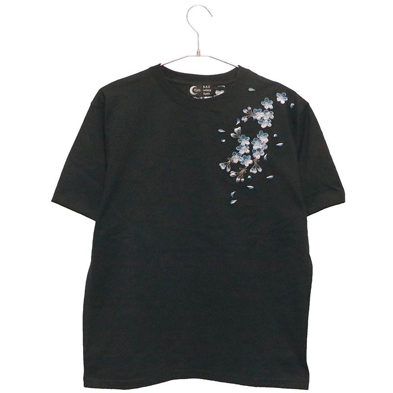 絡繰魂 BSCギャラリー京都×絡繰魂 枝垂桜 柄 刺繍 和柄 半袖Tシャツ