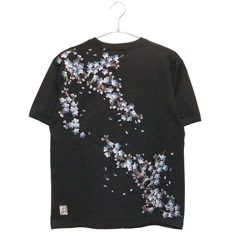 絡繰魂 BSCギャラリー京都×絡繰魂 枝垂桜 柄 刺繍 和柄 半袖Tシャツ