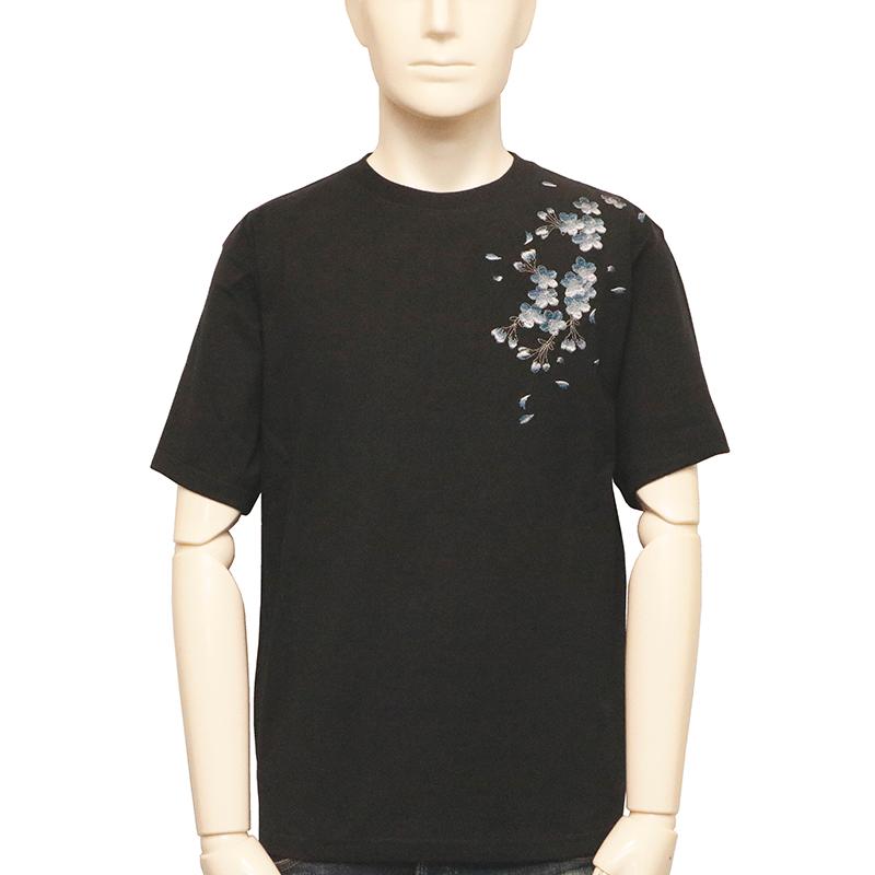 絡繰魂 BSCギャラリー京都×絡繰魂 枝垂桜 柄 刺繍 和柄 半袖Tシャツ