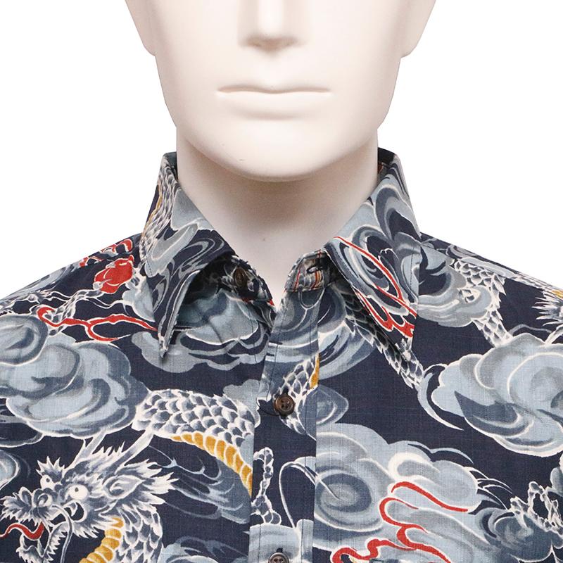 衣櫻 ころもざくら 龍 柄 サザンクロス素材 半袖 レギュラーシャツ SA