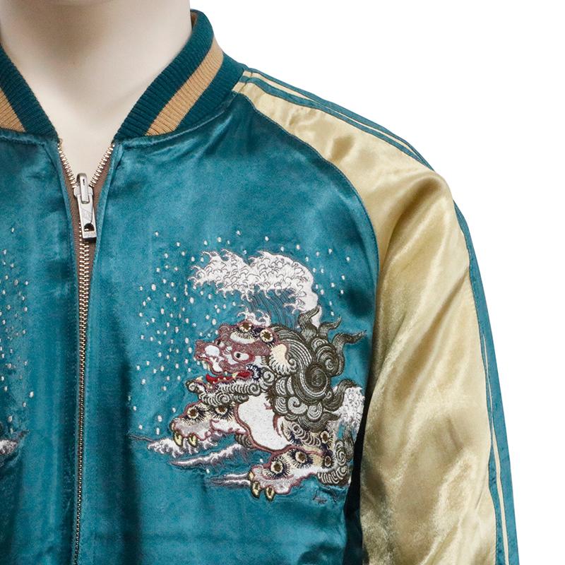 スカジャン 花旅楽団 はなたびがくだん 牡丹と唐獅子 刺繍 和柄