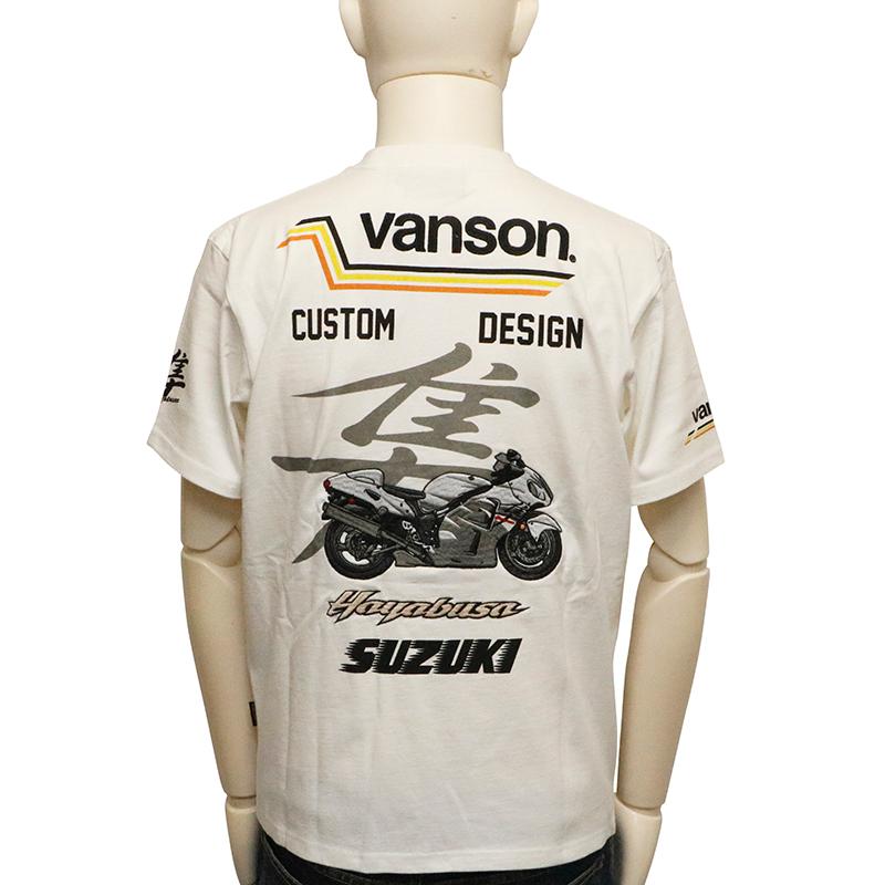 VANSON バンソン SUZUKI スズキ GSX1300R 隼 刺繍 天竺 半袖 T