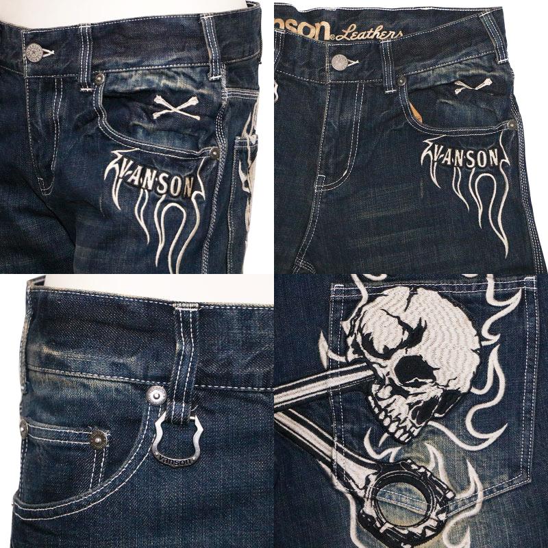 Vanson Leathers 刺繍入りストレートジーンズ サイズ32